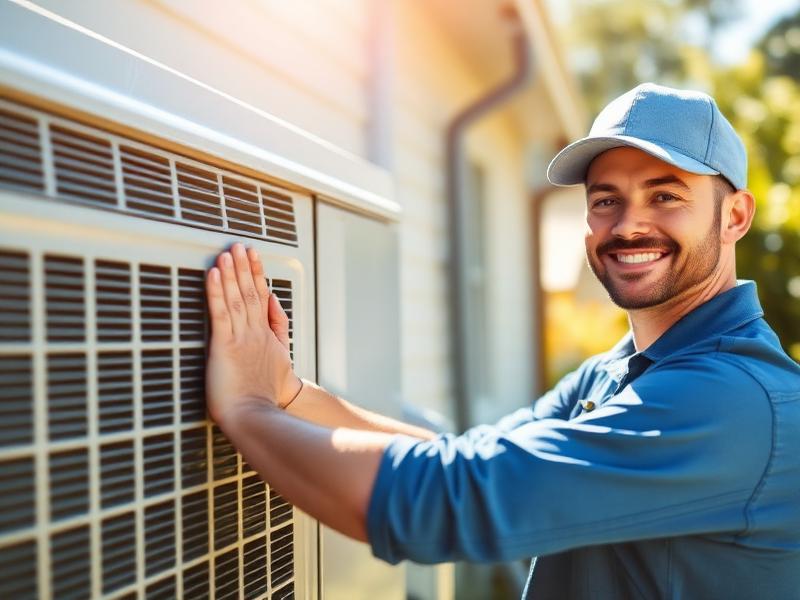 HVAC technician servicing an air conditioning unit
